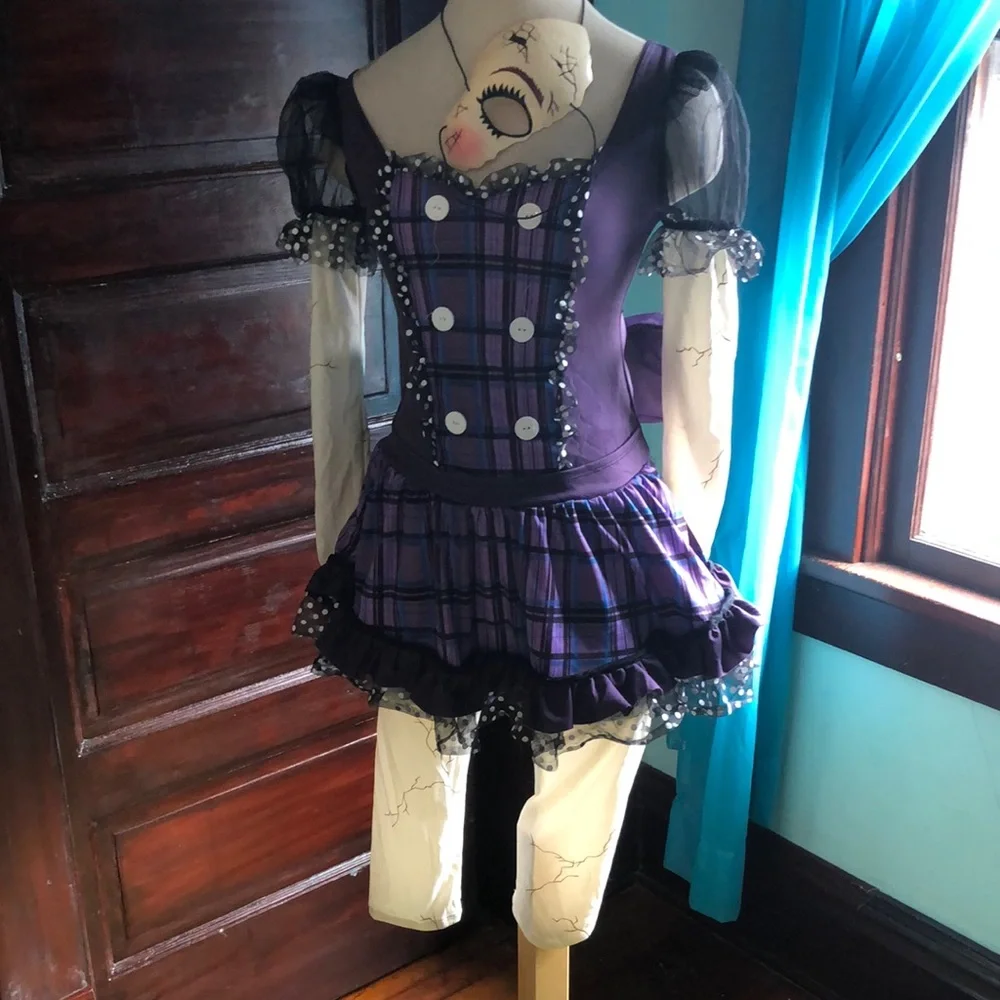 California Costumes tween size large(10) Broken Doll Dress with White leggings